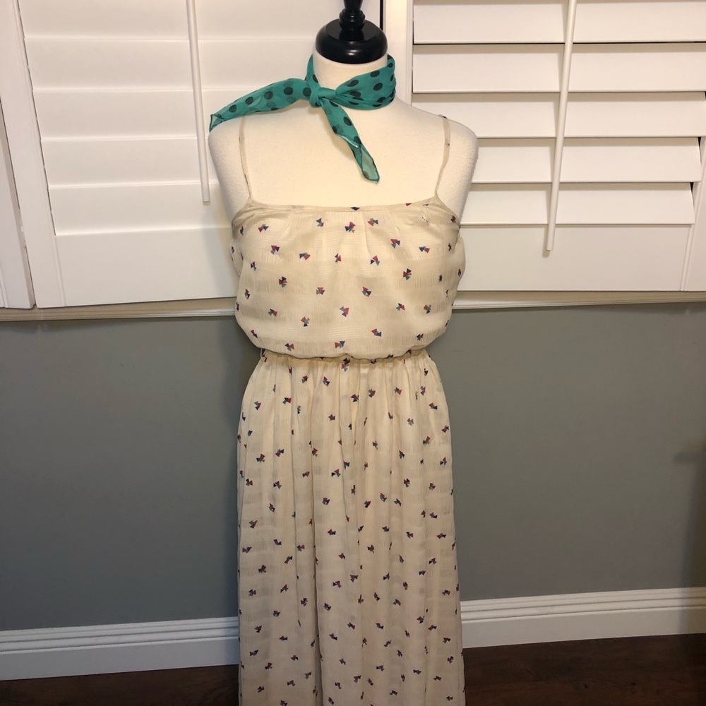 Lily Brown Long Retro triangle print dress